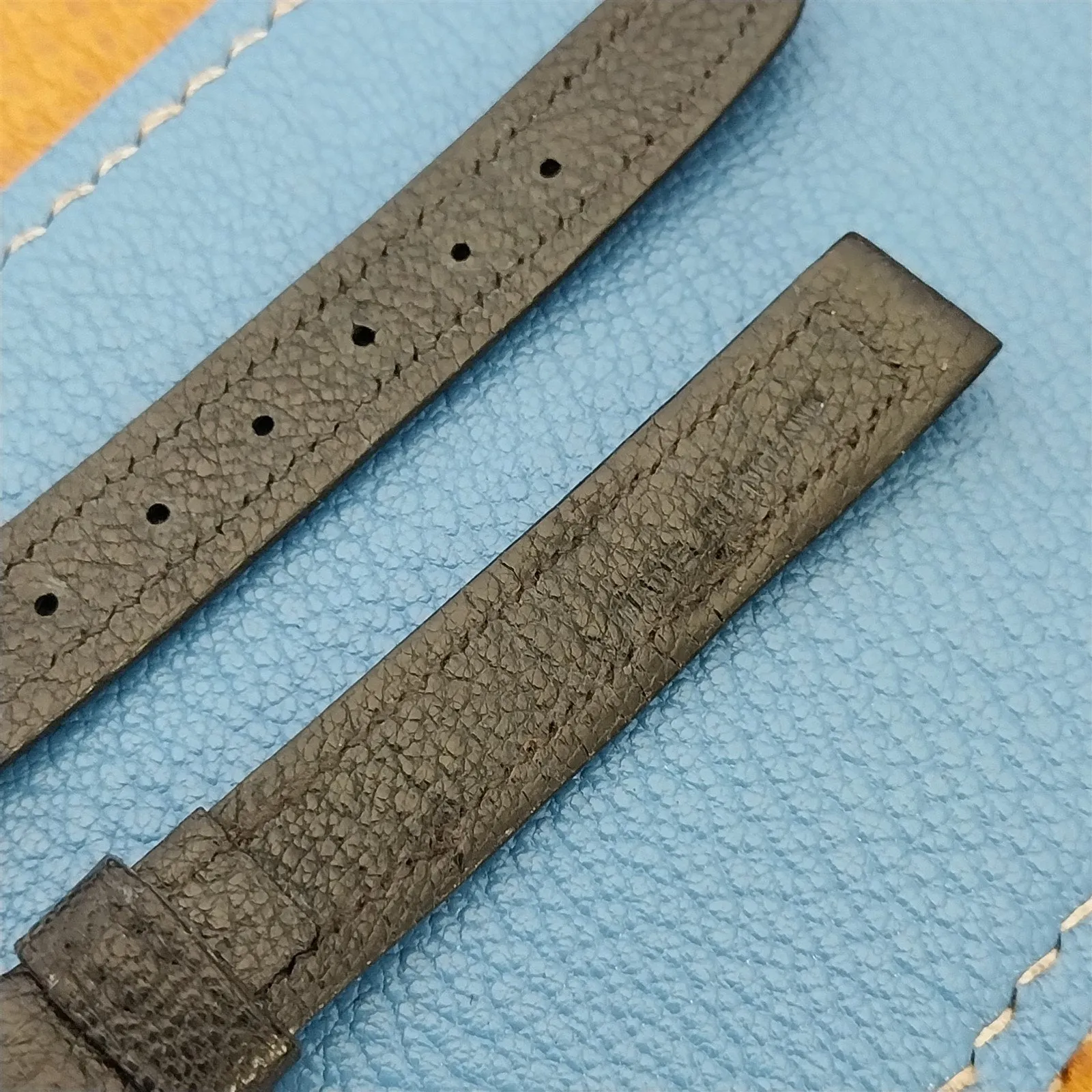11mm 1930s Vintage English Morocco Unused Watch Band & Knife Edge Nickel Buckle