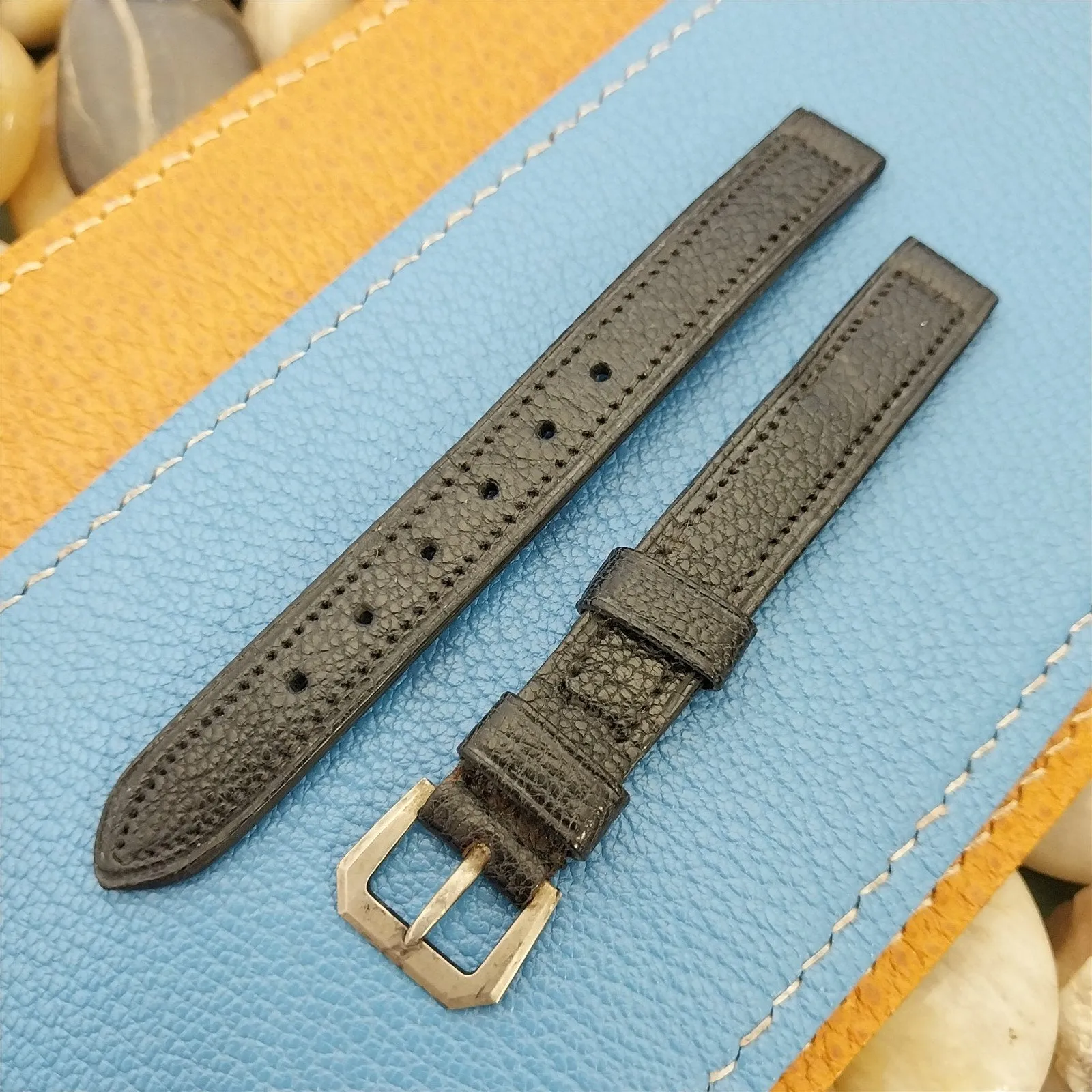 11mm 1930s Vintage English Morocco Unused Watch Band & Knife Edge Nickel Buckle