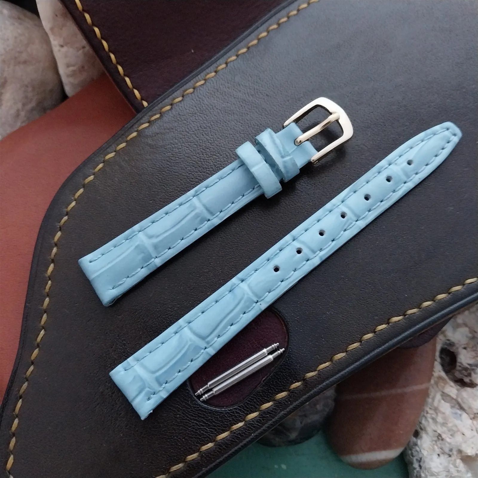 12mm Hadley Roma Blue Alligator-Grain Leather Ladies Unused Watch Band
