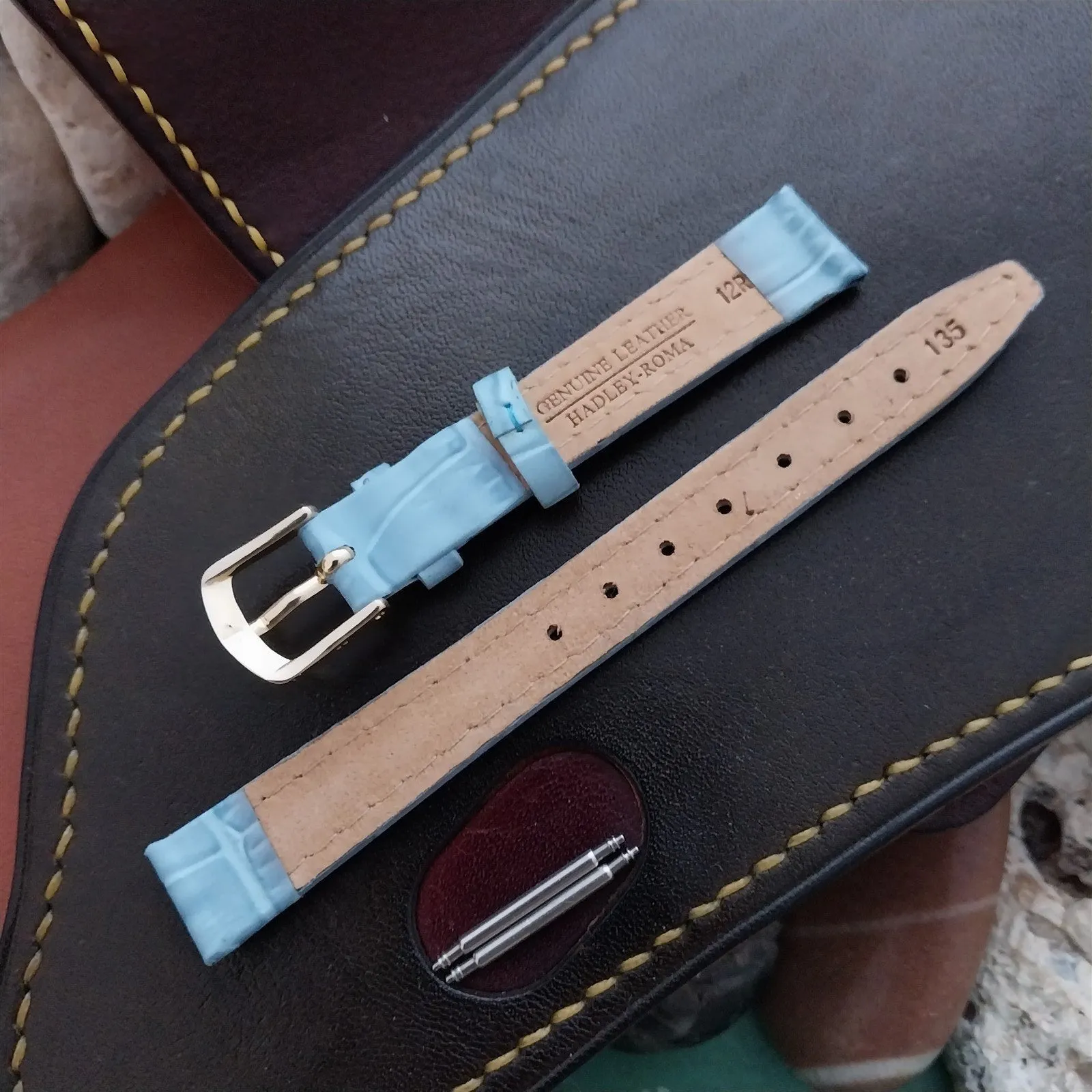 12mm Hadley Roma Blue Alligator-Grain Leather Ladies Unused Watch Band