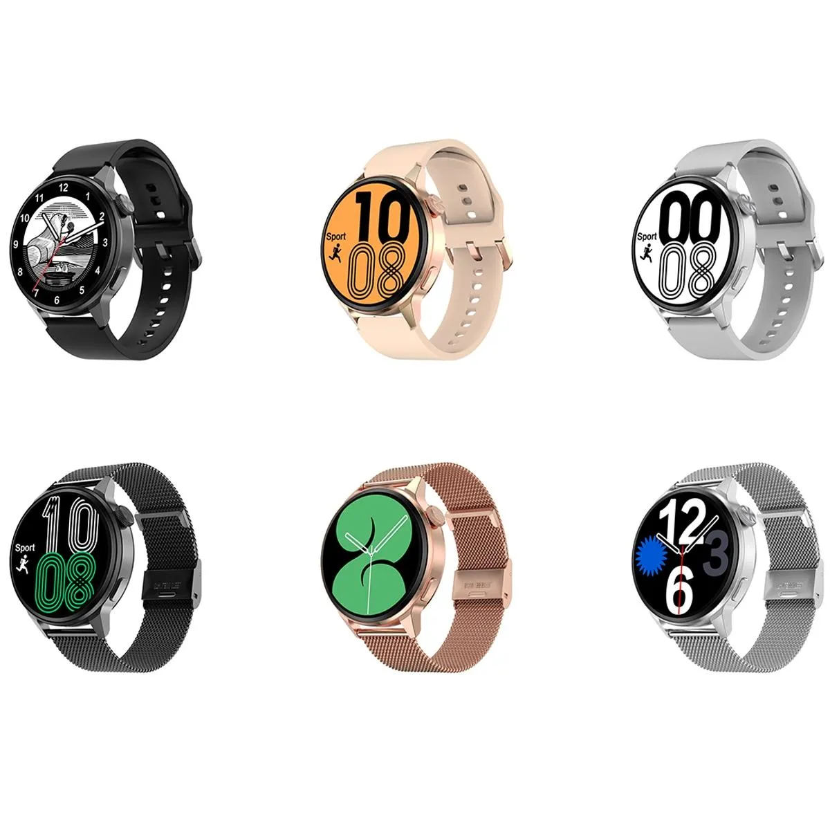1.36 Inch Hd Screen Smart Call Watch With Nfc Function - Black Silicone