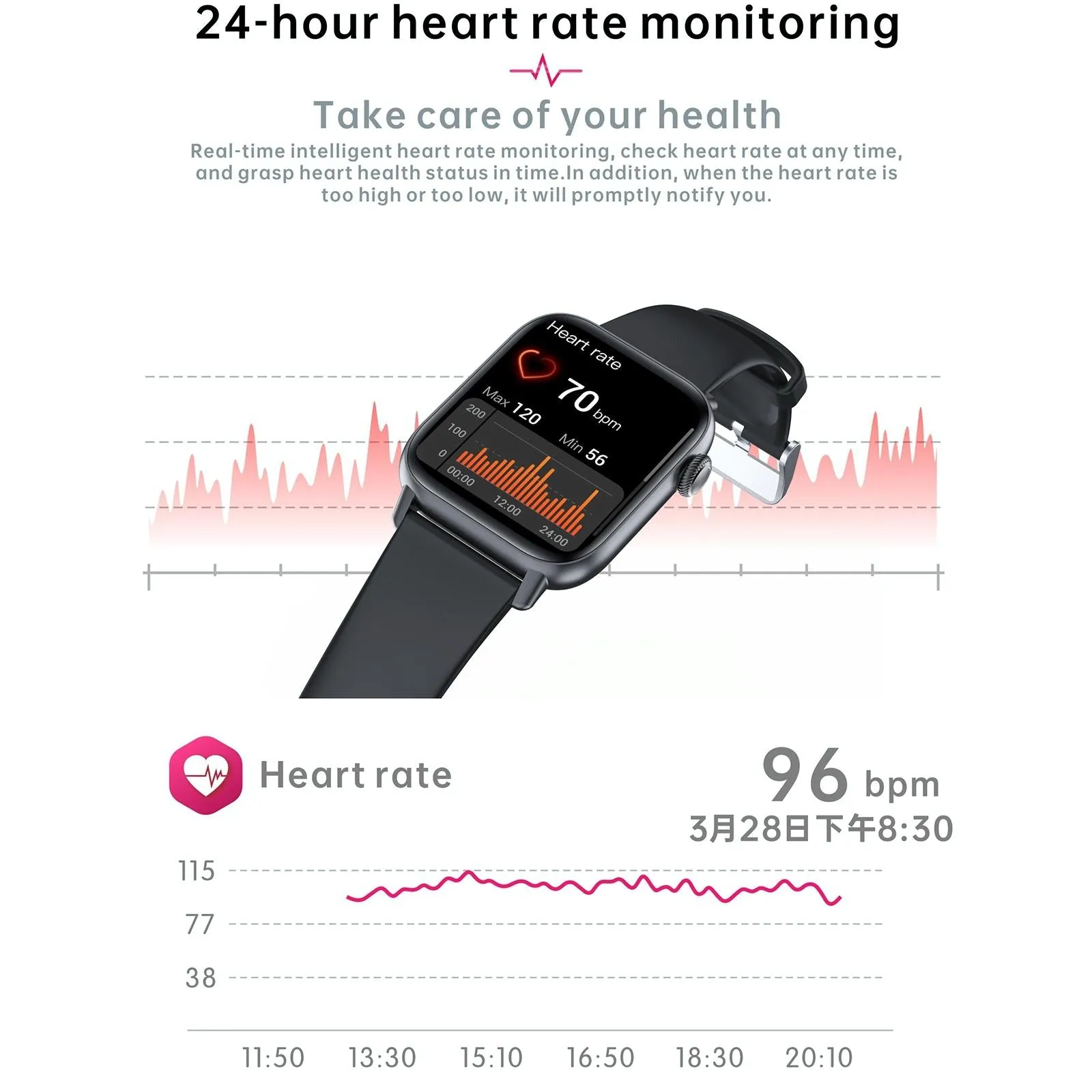 1.83 Inch Bt5.2 Smart Sport Watch Support Sleep / Heart Rate / Blood Oxygen / Temperature / Blood Pressure Health Monitor