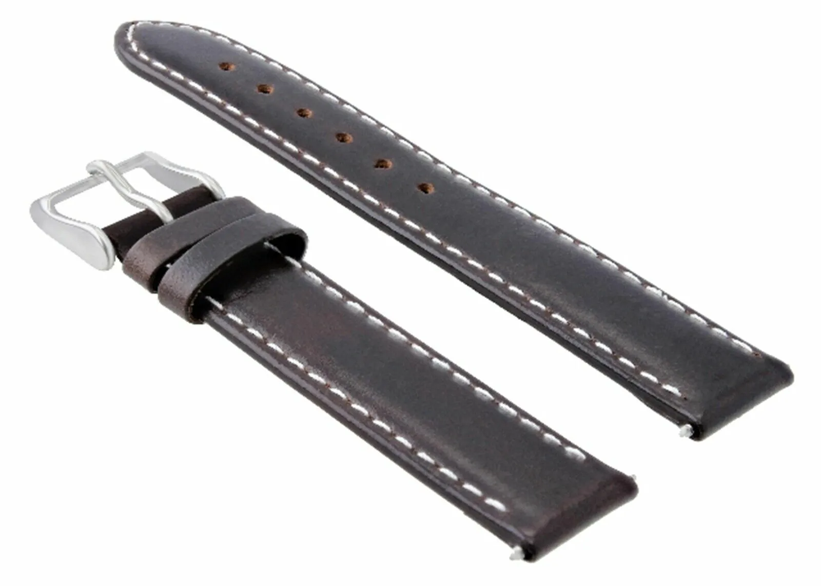 18MM SMOOTH LEATHER STRAP BAND FOR BREITLING PILOT WATCH WATERPROOF D/BROWN WS
