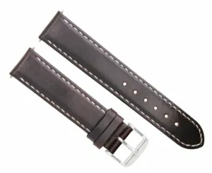 18MM SMOOTH LEATHER STRAP BAND FOR BREITLING PILOT WATCH WATERPROOF D/BROWN WS