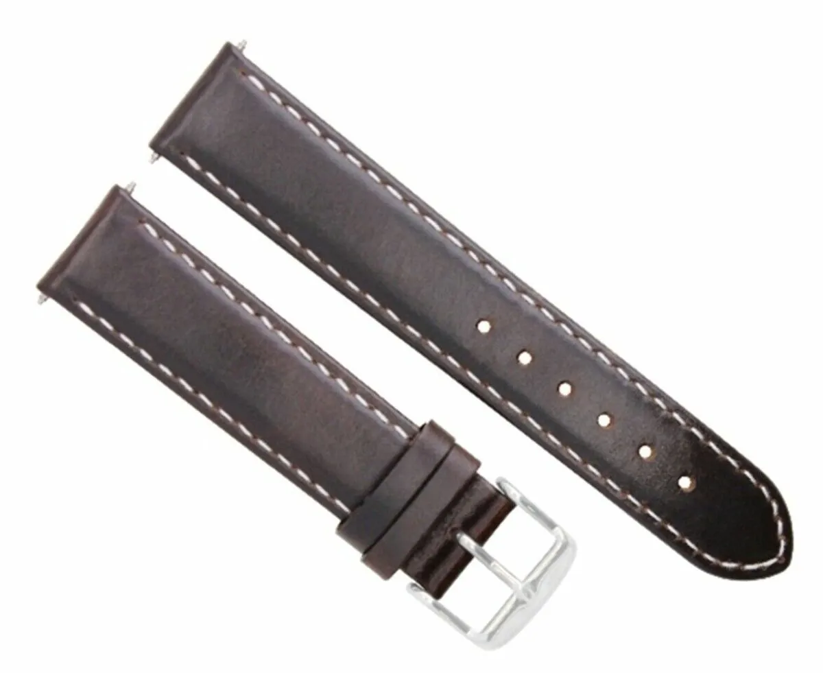 18MM SMOOTH LEATHER STRAP BAND FOR BREITLING PILOT WATCH WATERPROOF D/BROWN WS