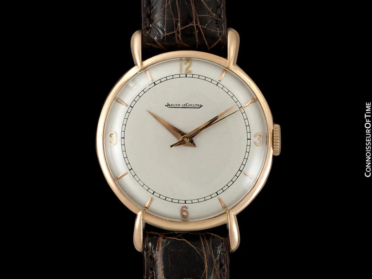 1947 Jaeger-LeCoultre Vintage Large Mens Watch With Tear Drop Lugs - 18K Rose Gold