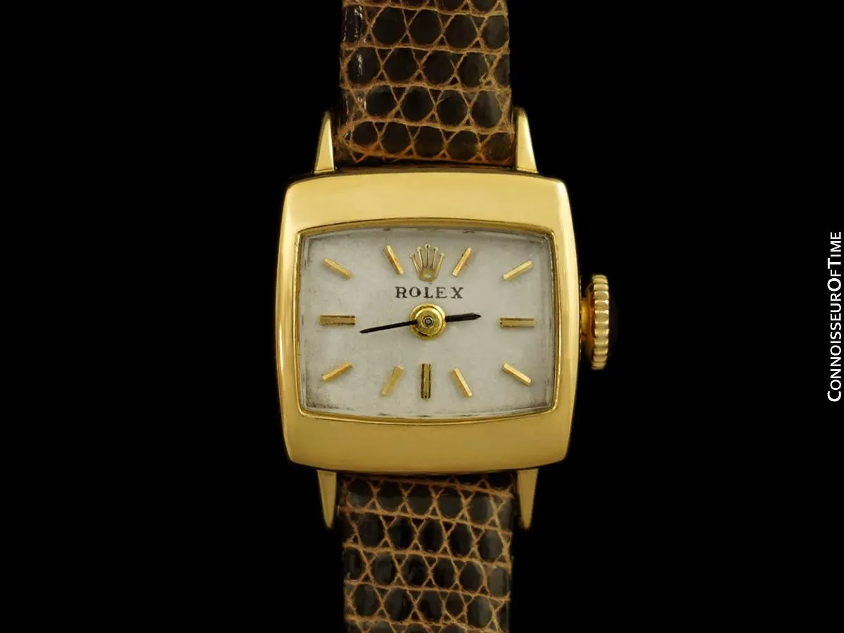 1966 Rolex Precision Pre-Cellini Vintage Ladies "TV" Shaped Watch, Ref. 2629 - 18K Gold