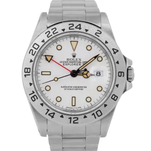 1996 PERFECT PATINA Rolex Explorer II White 40mm Stainless Oyster Watch 16570
