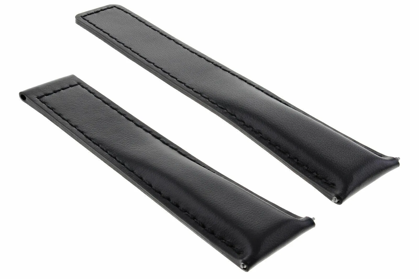 19MM LEATHER WATCH STRAP BAND CLASP FOR TAG HEUER CARRERA MONACO TWIN TIME BLACK