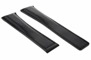 19MM LEATHER WATCH STRAP BAND CLASP FOR TAG HEUER CARRERA MONACO TWIN TIME BLACK