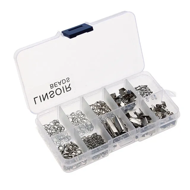 1Box 4 Colors Crimp End Clasps Lobster Clasps Jump Rings Extender Chains Ending Droplets for Necklace Jewelry Making Materials