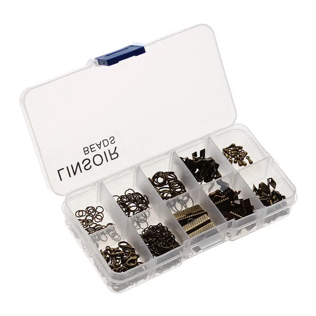 1Box 4 Colors Crimp End Clasps Lobster Clasps Jump Rings Extender Chains Ending Droplets for Necklace Jewelry Making Materials