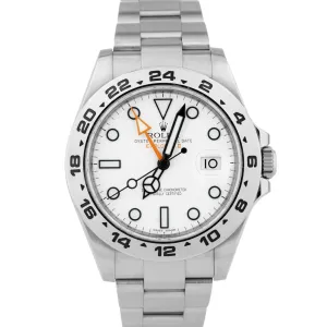 2020 Rolex Explorer II White Orange Steel PAPERS 42mm GMT Date Watch 216570 B P