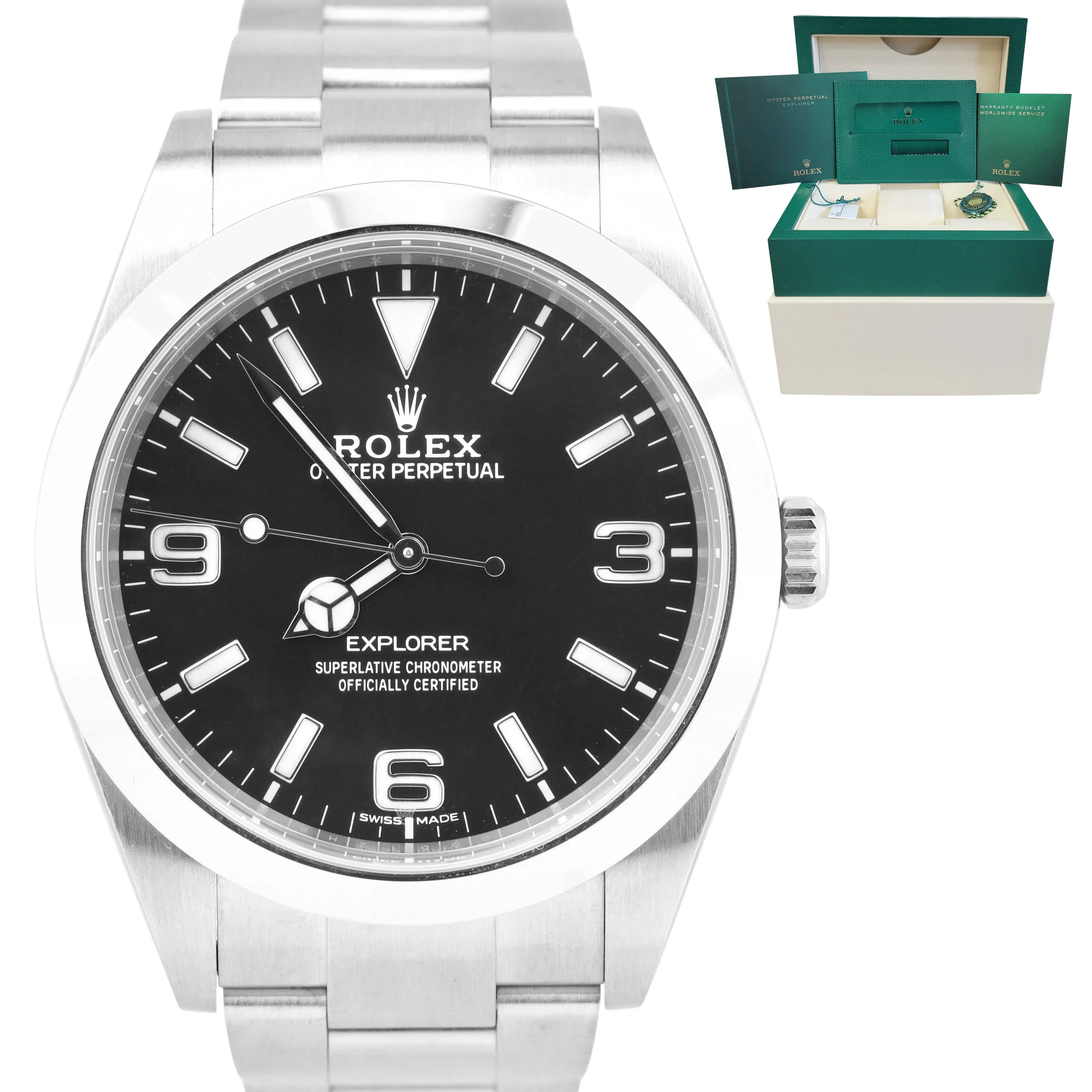 2021 Rolex Explorer I Black 39mm 3-6-9 MK2 FULL LUME Watch 214270 B&P NEW CARD