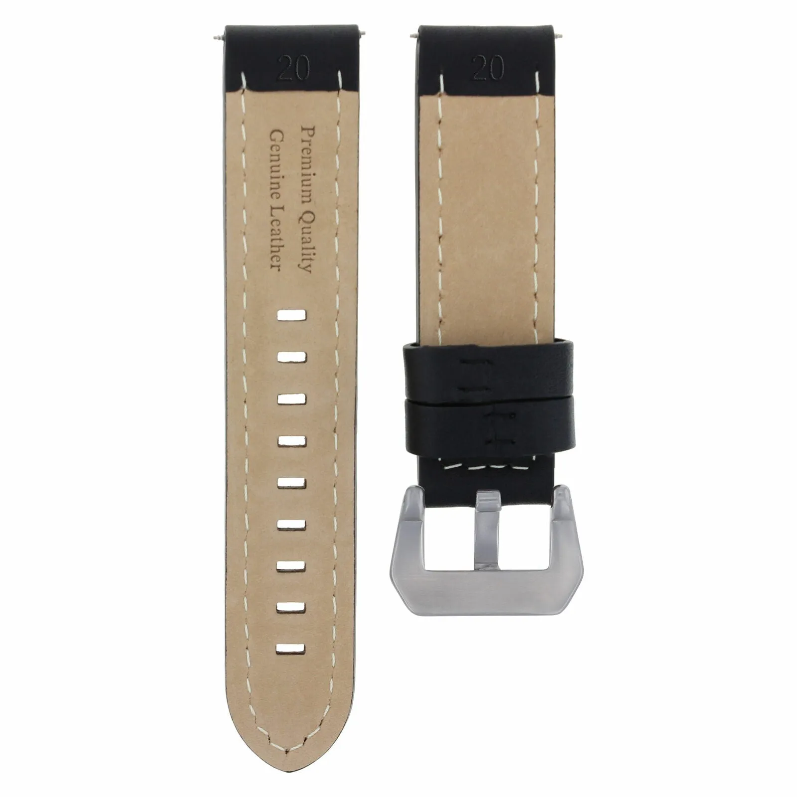 20MM COW LEATHER WATCH BAND STRAP FOR BREITLING WATCH PILOT COLT AVENGER  BLACK