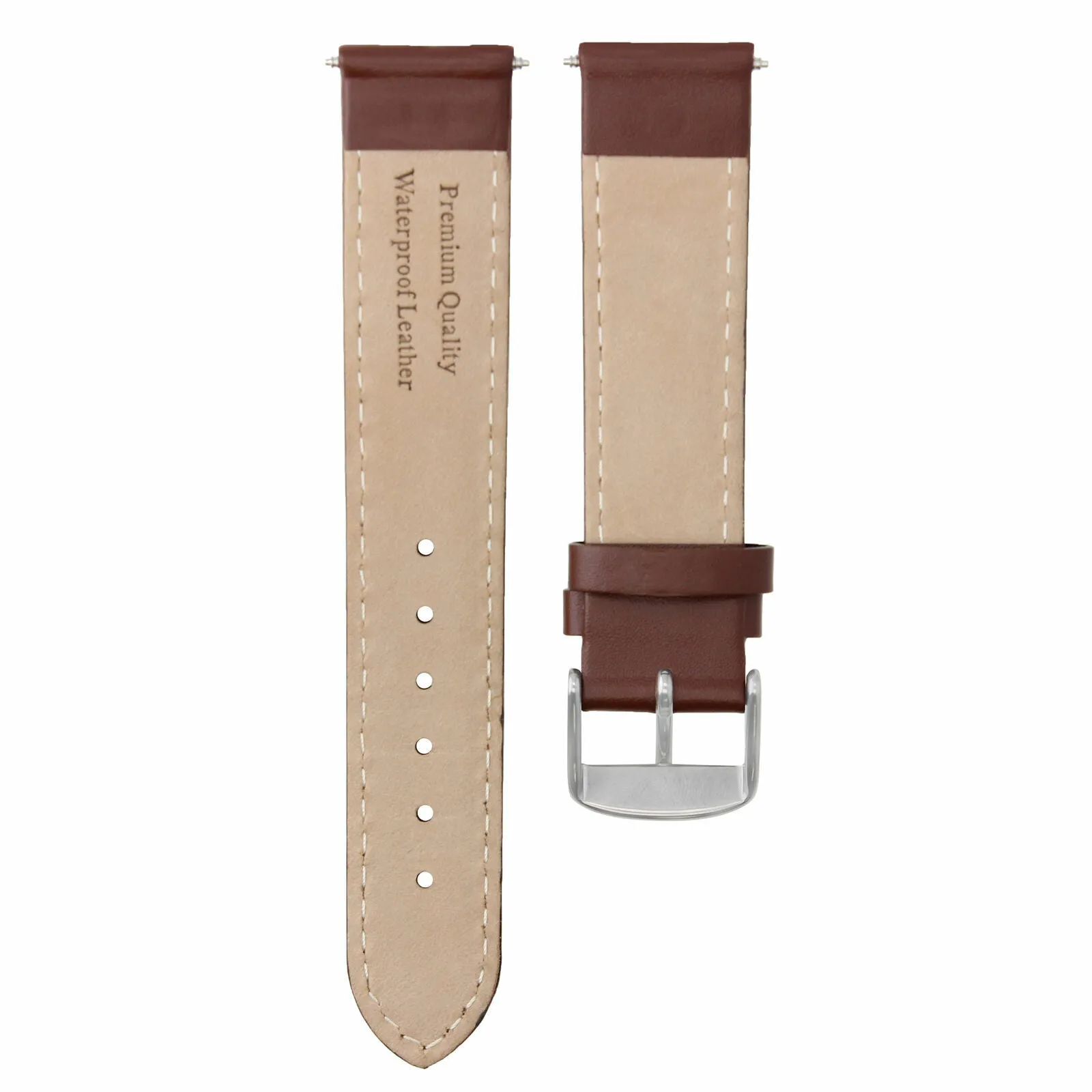 20MM LEATHER WATCH STRAP BAND FOR ZENO MAGELLANO WATCH LIGHT BROWN WHIT STITCH