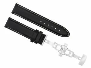 20MM LEATHER WATCH STRAP FOR CASIO MDV-106-1AV 200m SMOOTH BAND   CLASP WS BLACK