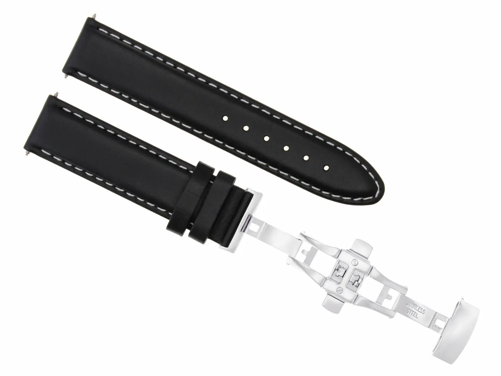 20MM LEATHER WATCH STRAP FOR CASIO MDV-106-1AV 200m SMOOTH BAND   CLASP WS BLACK