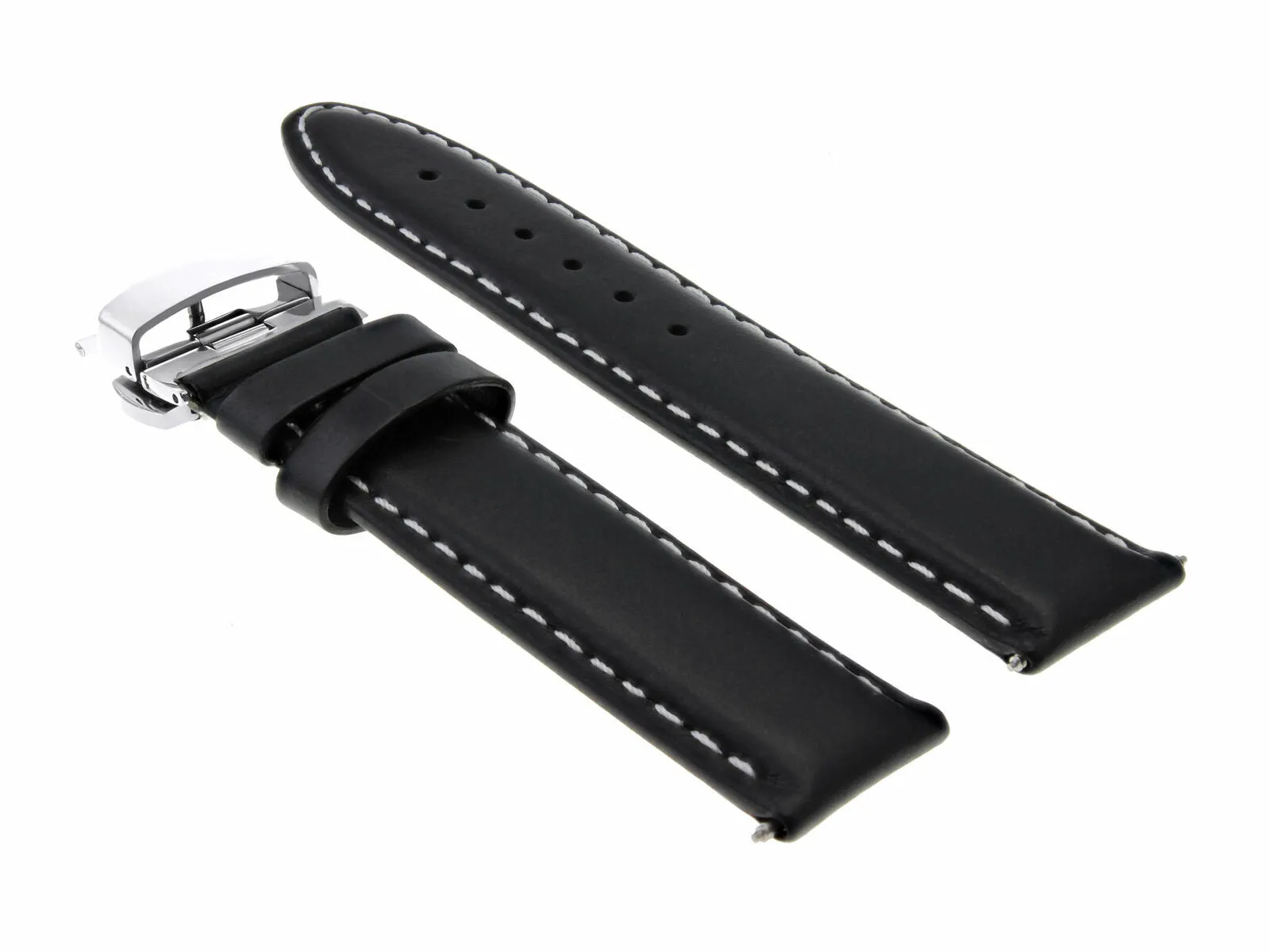 20MM LEATHER WATCH STRAP FOR CASIO MDV-106-1AV 200m SMOOTH BAND   CLASP WS BLACK