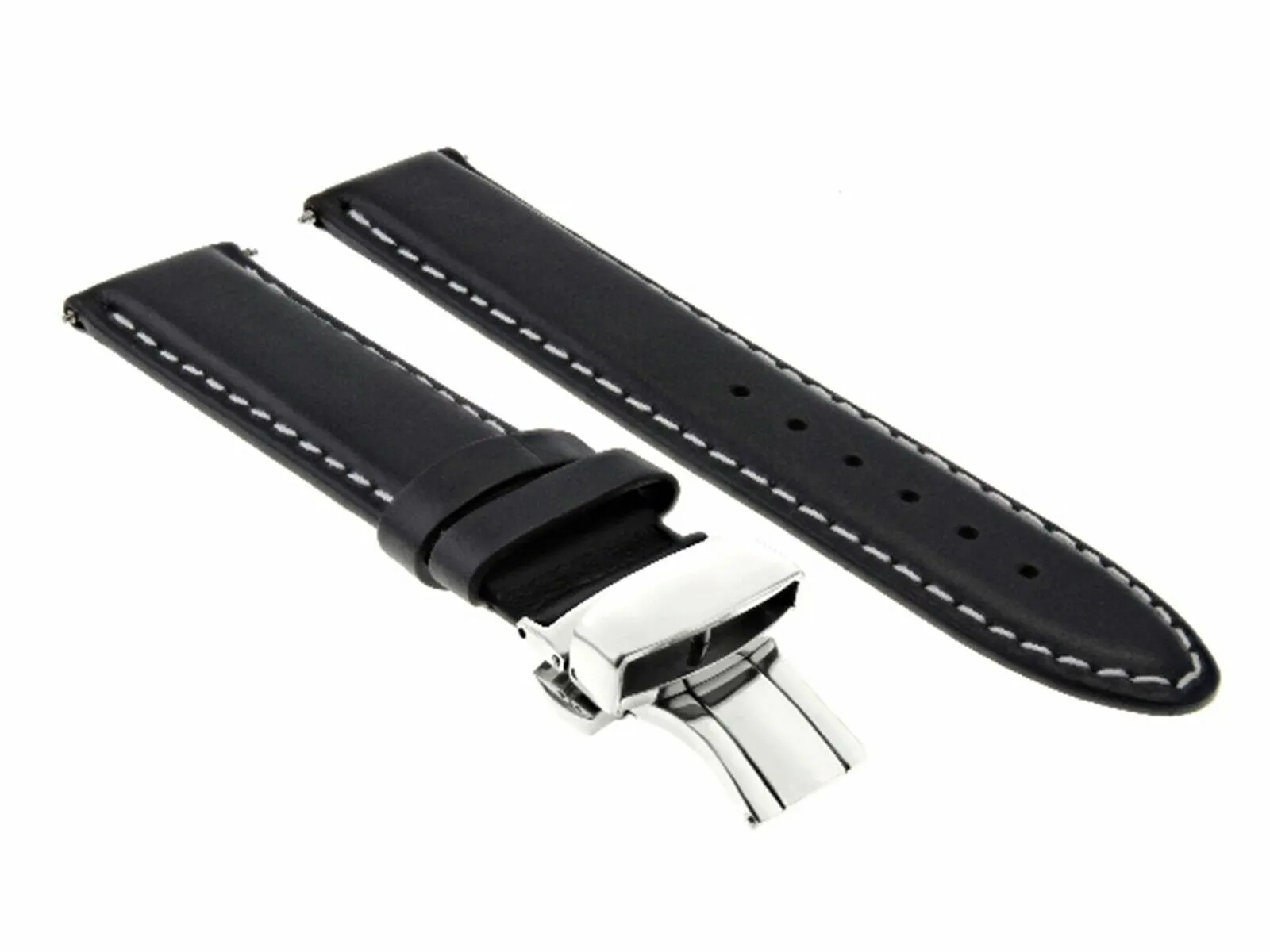 20MM LEATHER WATCH STRAP FOR CASIO MDV-106-1AV 200m SMOOTH BAND   CLASP WS BLACK