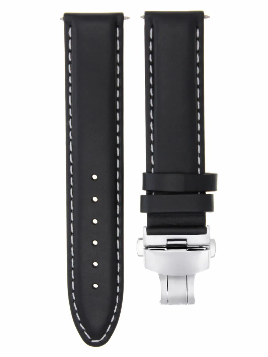 20MM LEATHER WATCH STRAP FOR CASIO MDV-106-1AV 200m SMOOTH BAND   CLASP WS BLACK