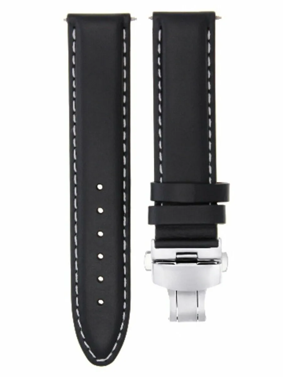 20MM SMOOTH LEATHER WATCH BAND STRAP FOR JAEGER LECOULTRE MASTER Q1538420 BLACK