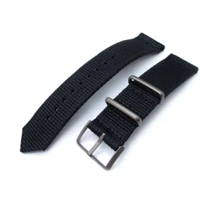 20mm Two Piece WW2 Black 3D Nylon, IP Bronze Buckle