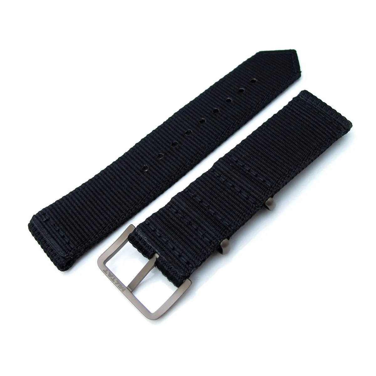 20mm Two Piece WW2 Black 3D Nylon, IP Bronze Buckle
