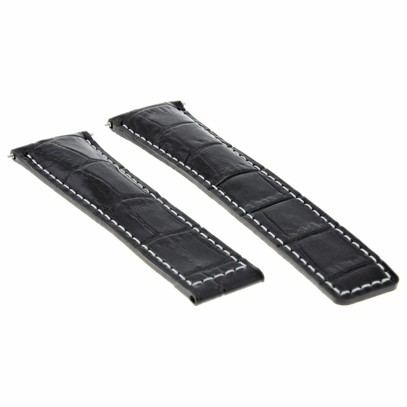 22/18MM LEATHER STRAP BAND FOR 22MM BREITLING BENTLEY DEPLOYMENT CLASP BLACK WS