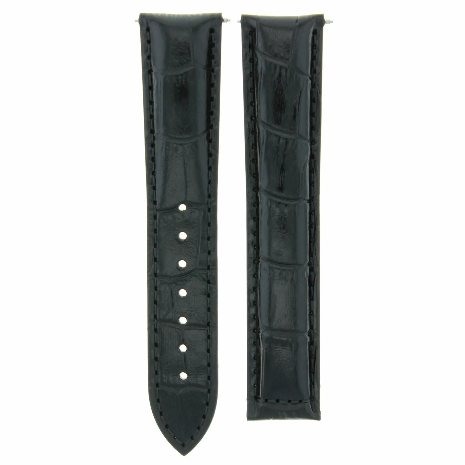22MM GENUINE LEATHER WATCH STRAP BAND DEPLOYMENT CLASP FOR ZENITH WATCH BLACK