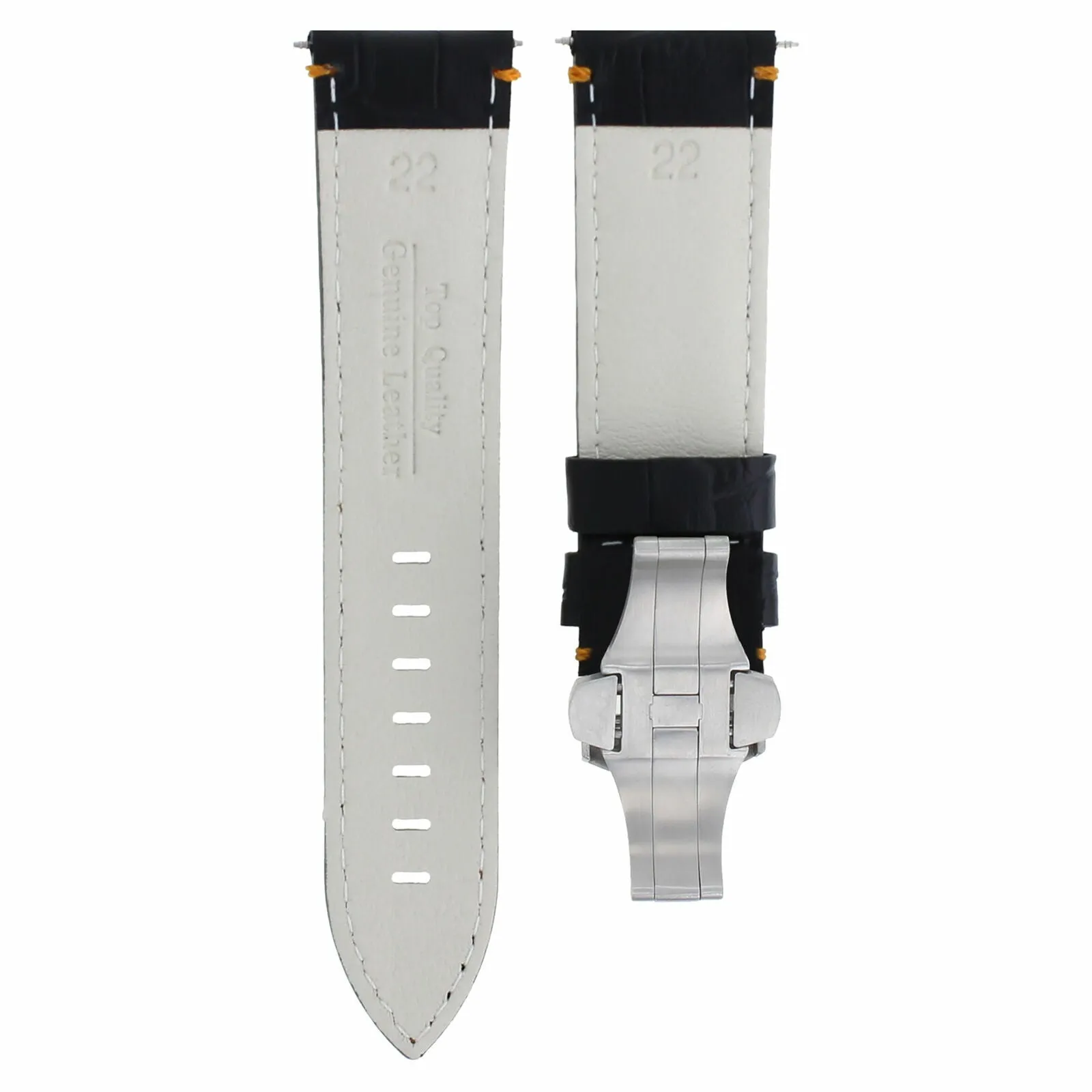 22MM LEATHER BAND WATCH STRAP FOR 46MM BREITLING NAVITIMER A24322 GMT BLACK OS