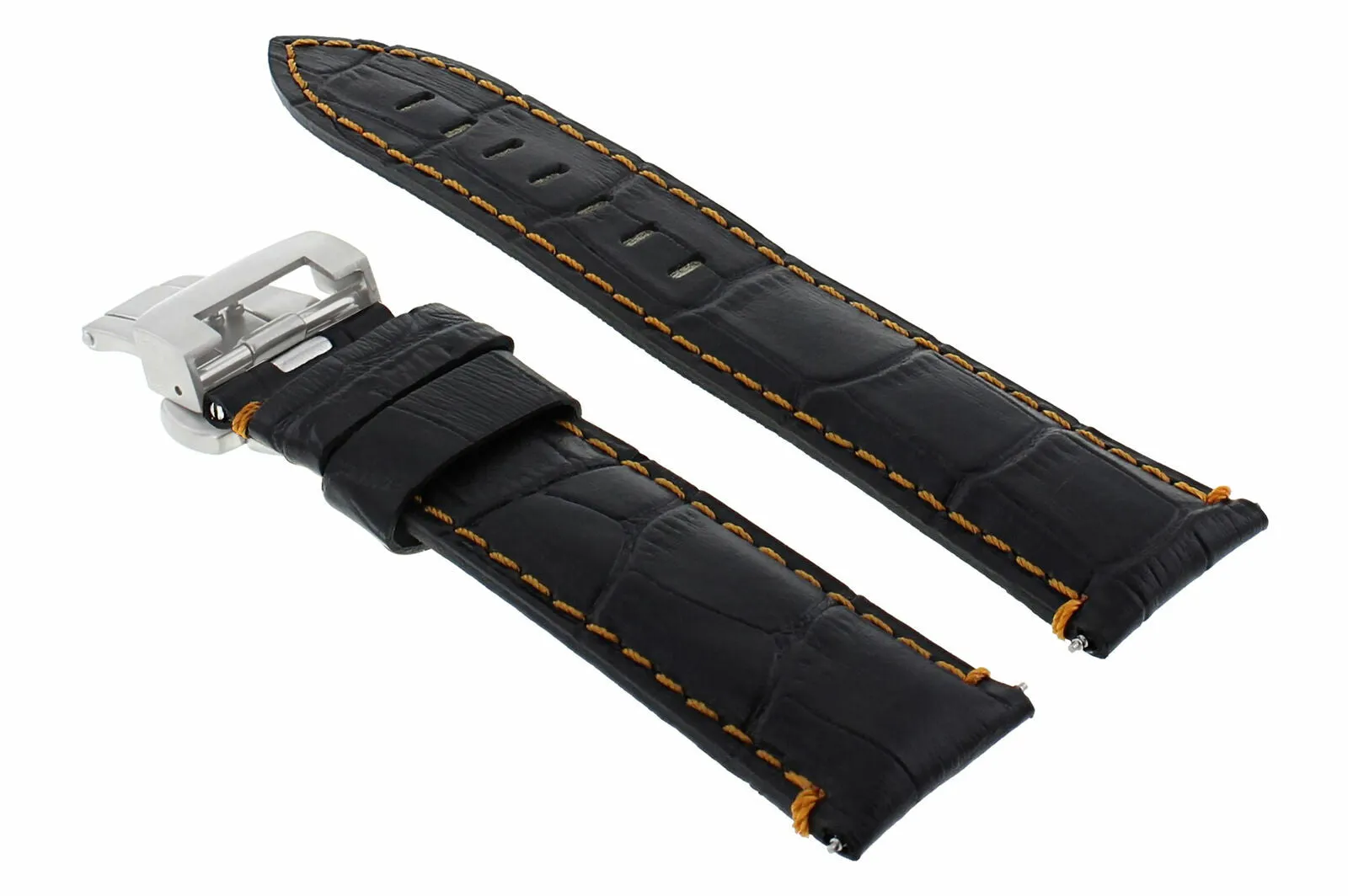 22MM LEATHER BAND WATCH STRAP FOR 46MM BREITLING NAVITIMER A24322 GMT BLACK OS