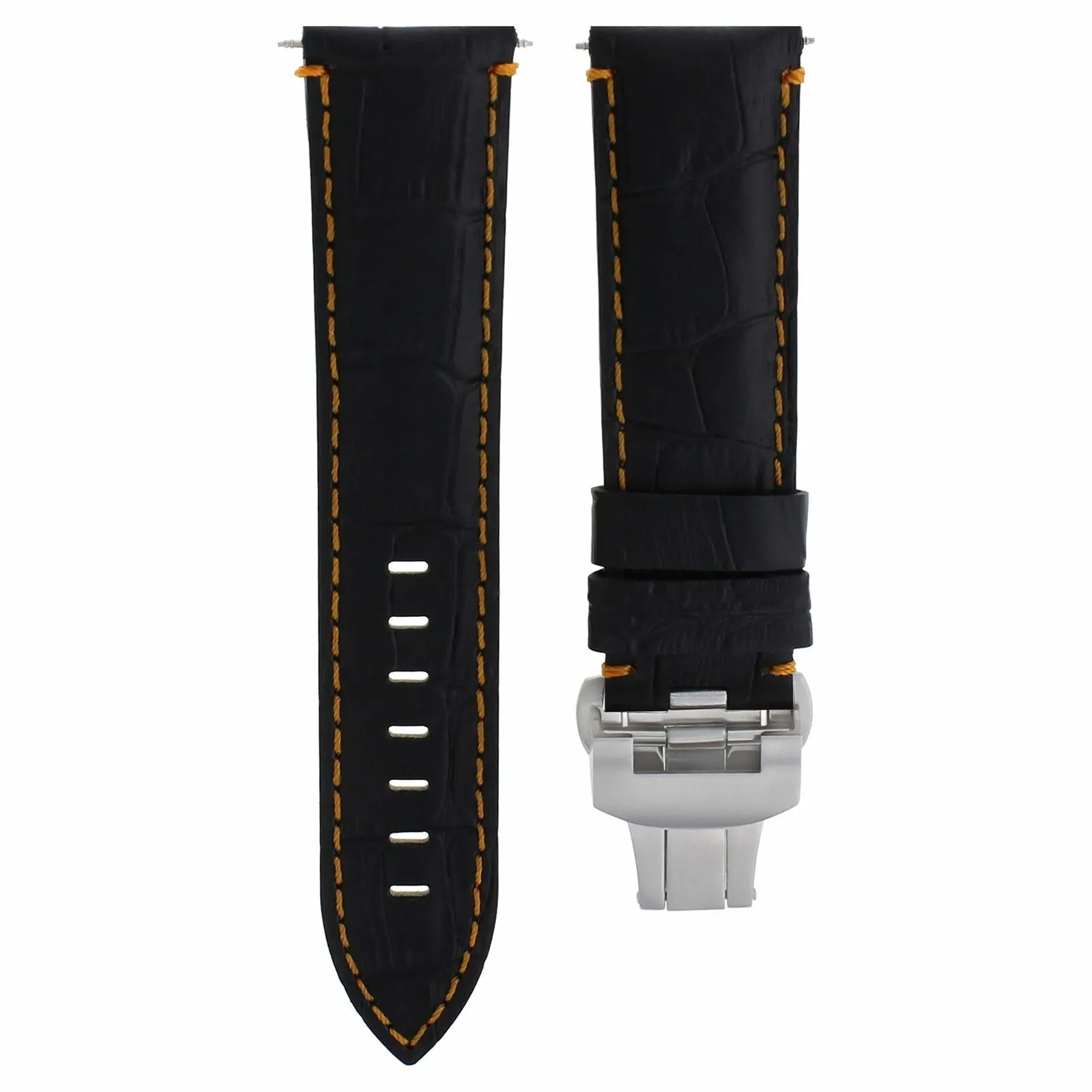 22MM LEATHER BAND WATCH STRAP FOR 46MM BREITLING NAVITIMER A24322 GMT BLACK OS