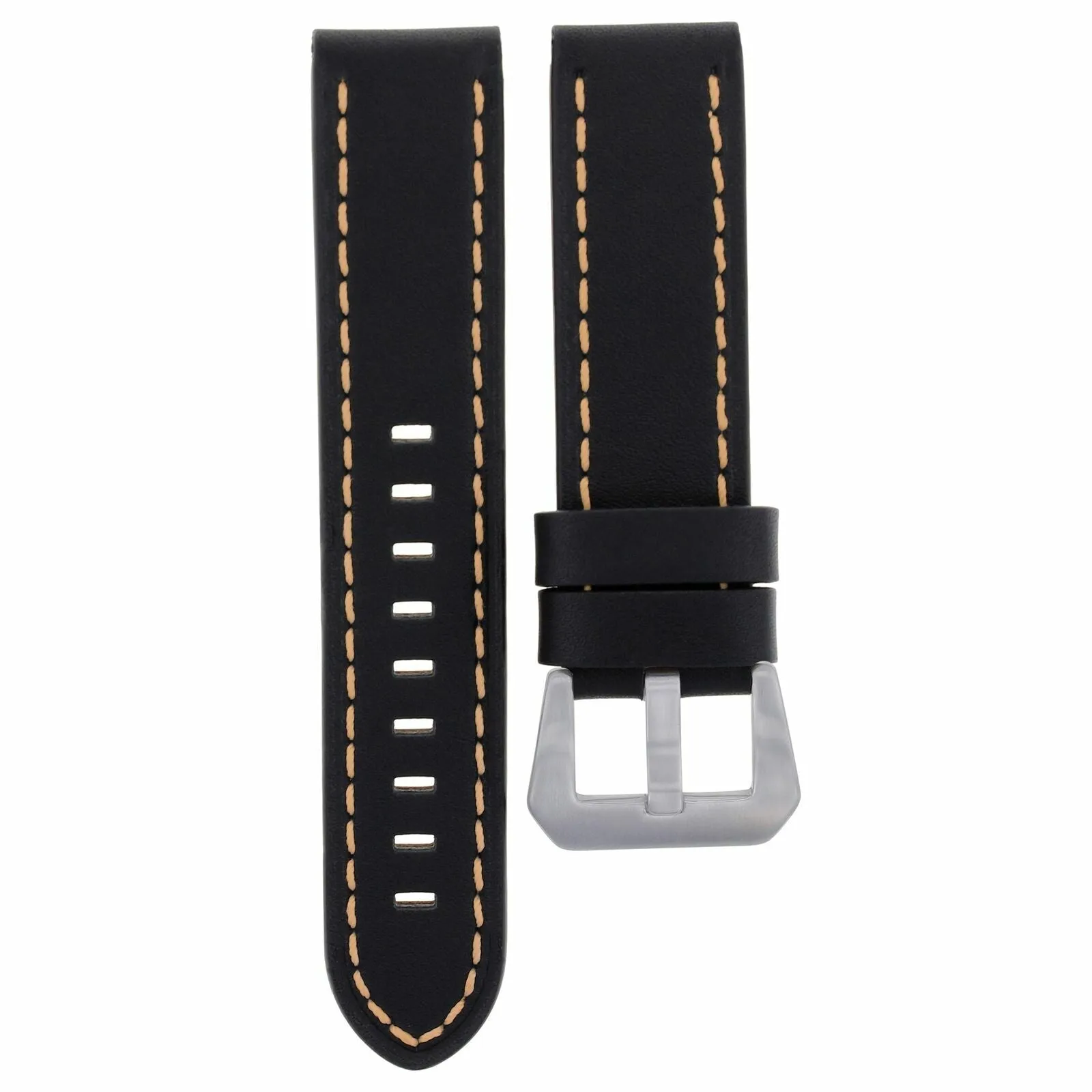 22MM LEATHER WATCH BAND STRAP FOR BREILTLING NAVITIMER COLT BLACK ORANGE ST