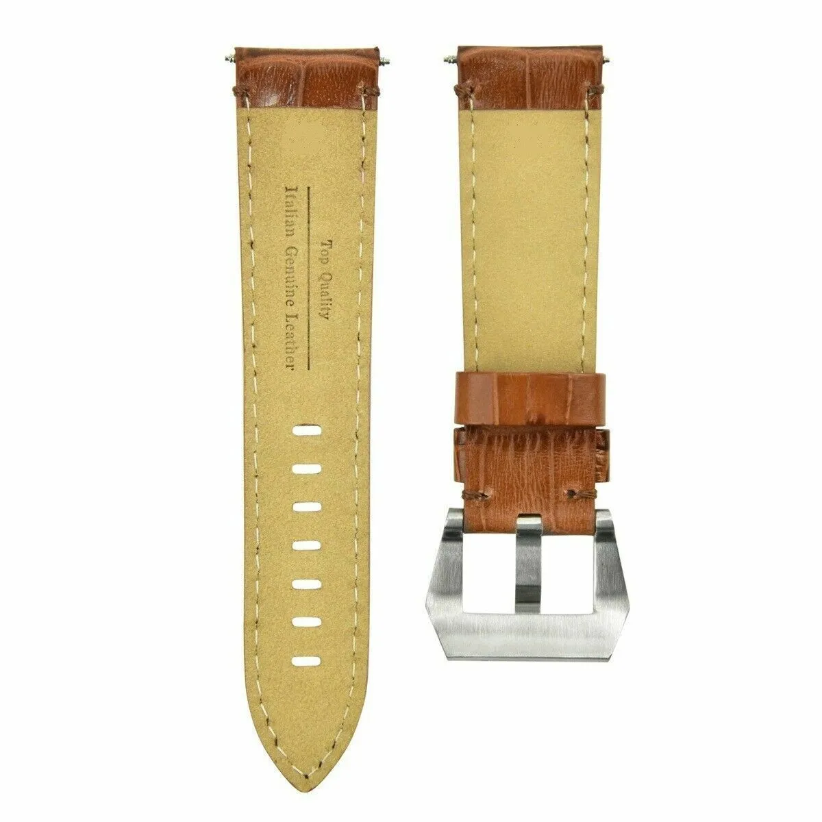 22MM LEATHER WATCH BAND STRAP FOR BREITLING NAVITIMER CHRONOMAT COLT L/BROWN WS
