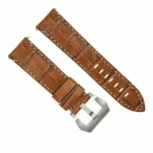 22MM LEATHER WATCH BAND STRAP FOR BREITLING NAVITIMER CHRONOMAT COLT L/BROWN WS