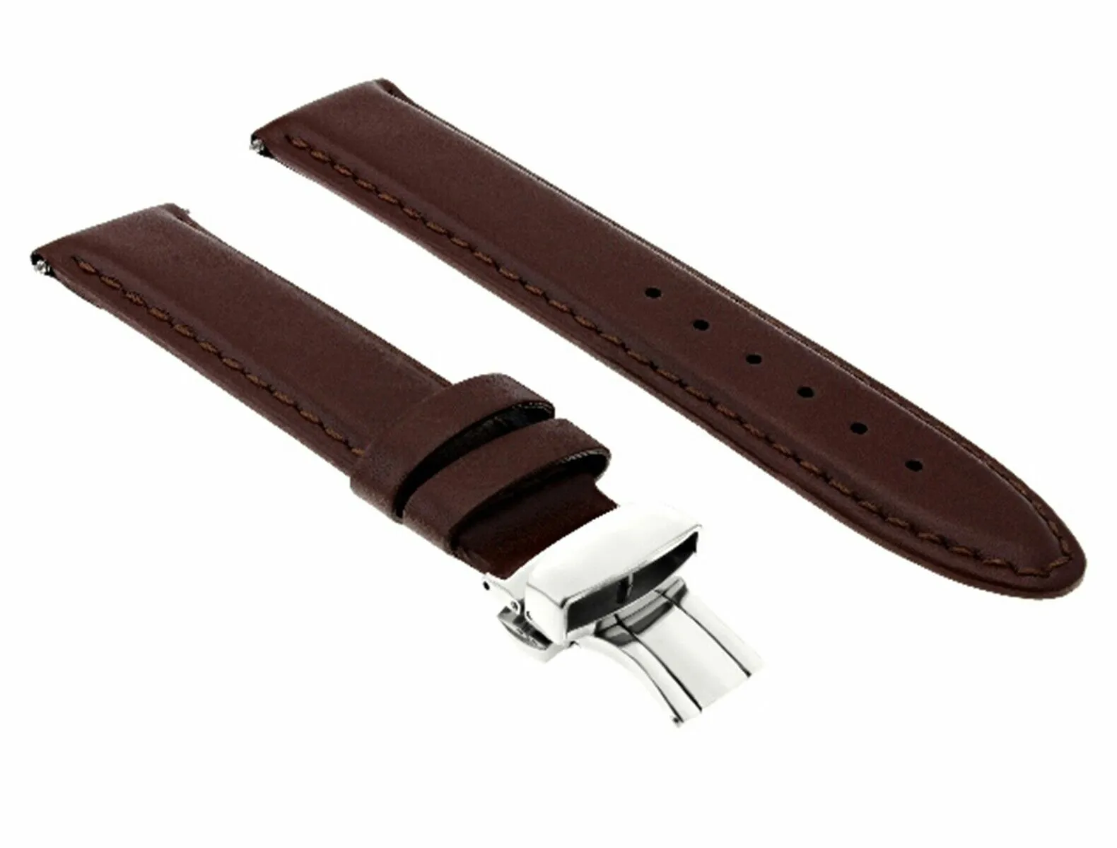 22MM LEATHER WATCH STRAP SMOOTH BAND DEPLOYMENT BUCKLE FOR INVICTA WATCH L/BROWN