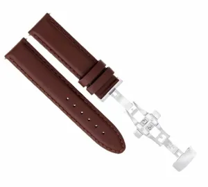 22MM LEATHER WATCH STRAP SMOOTH BAND DEPLOYMENT BUCKLE FOR INVICTA WATCH L/BROWN