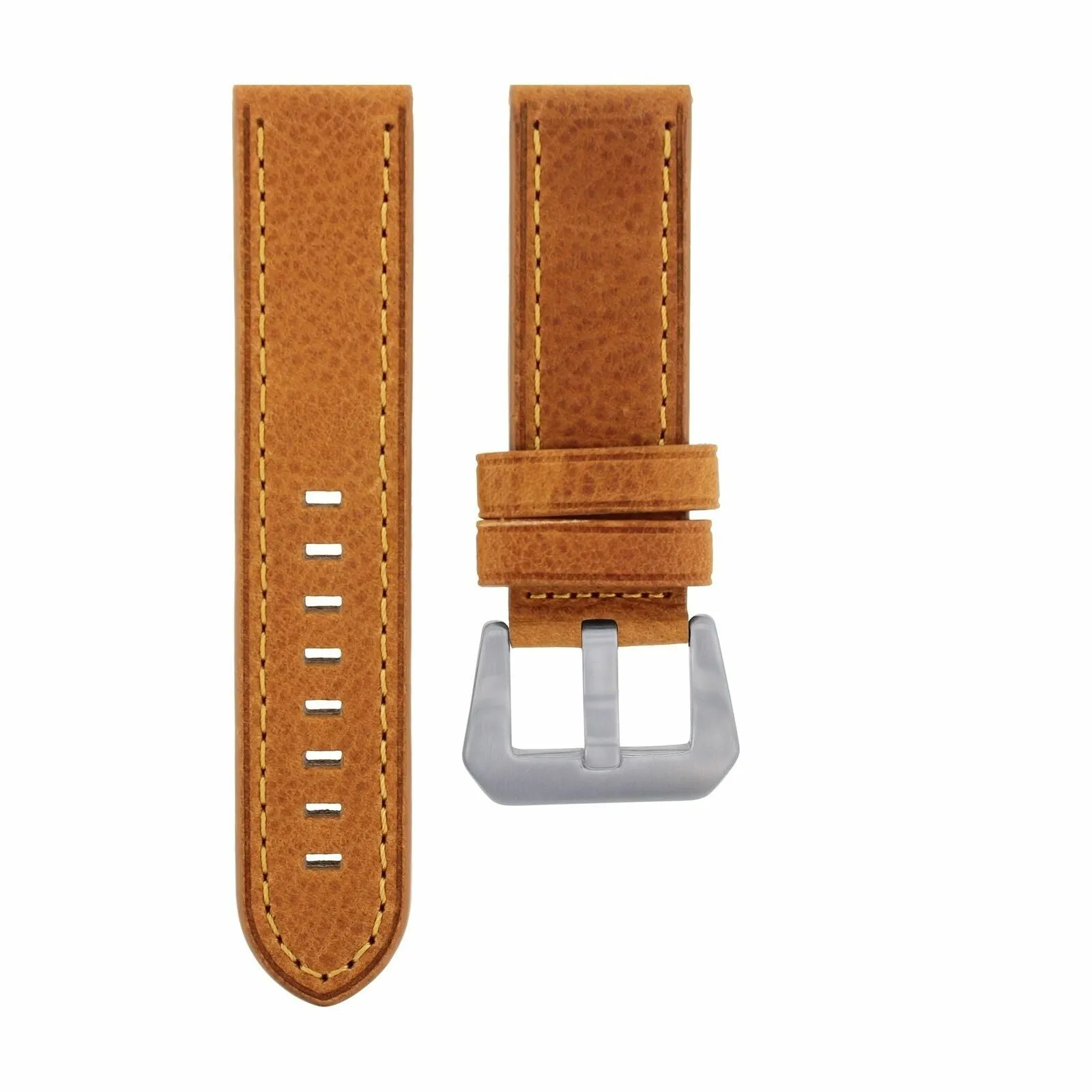 22MM PREMIUM LEATHER PAM WATCH BAND STRAP FOR PANERAI MARINA TAN ORANGE STITCH