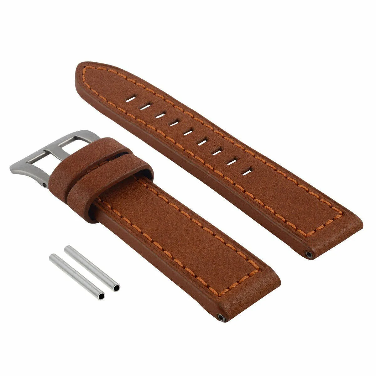 24MM COW LEATHER WATCH BAND STRAP FOR BREITLING NAVITIEMER CHRONOMAT COLT TAN