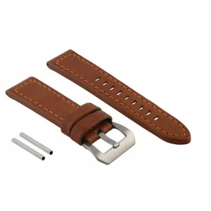 24MM COW LEATHER WATCH BAND STRAP FOR BREITLING NAVITIEMER CHRONOMAT COLT TAN