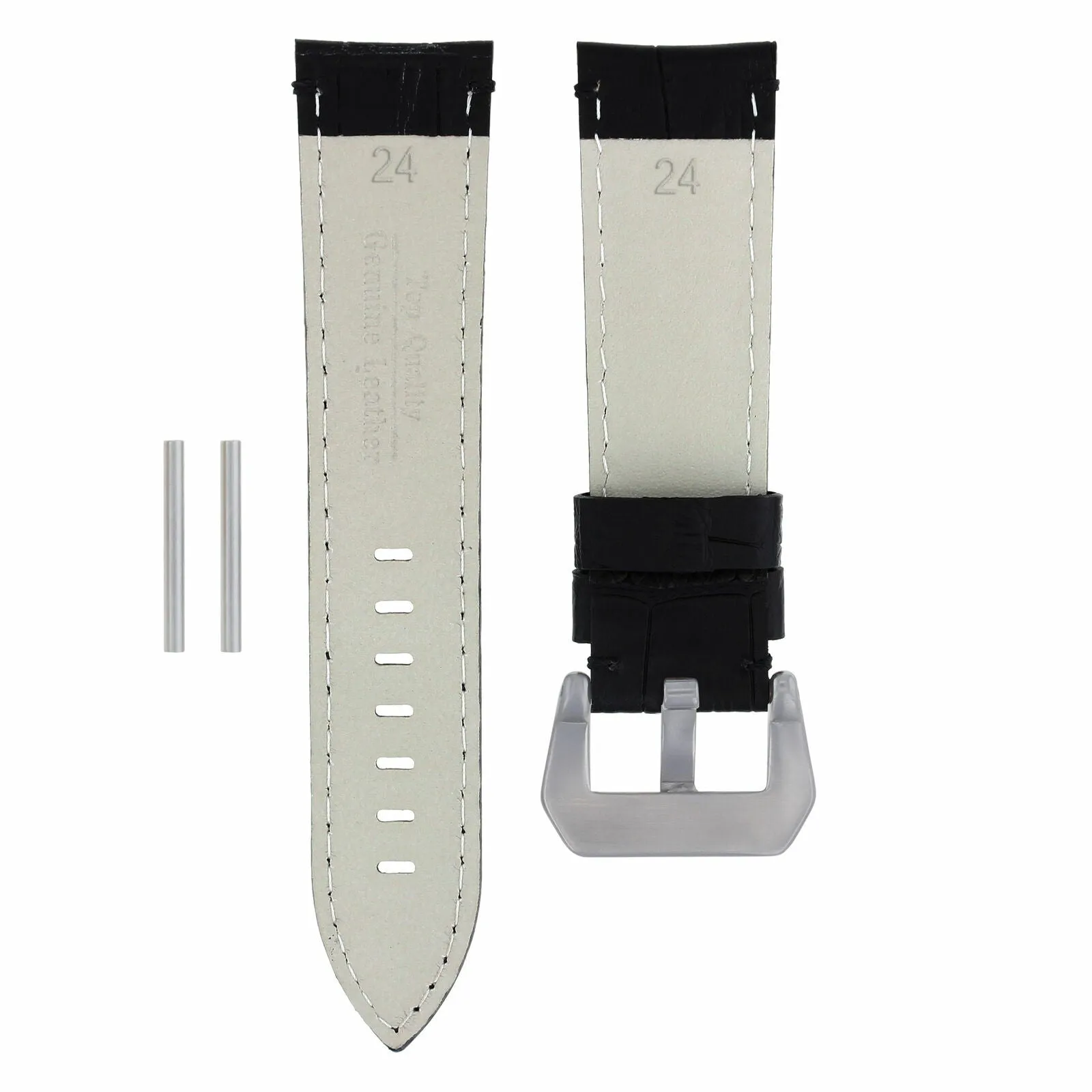 24MM GENUINE LEATHER WATCH BAND STRAP FOR PAM 44MM PANERAI MARINA LUMINOR BLACK
