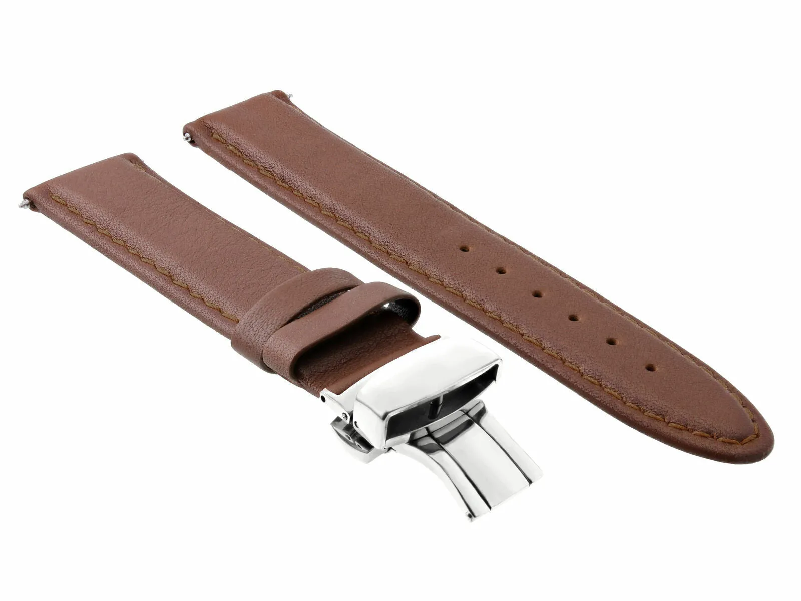 24MM LEATHER PAM WATCH STRAP SMOOTH BAND CLASP FOR 44MM PANERAI MARINA L/BROWN