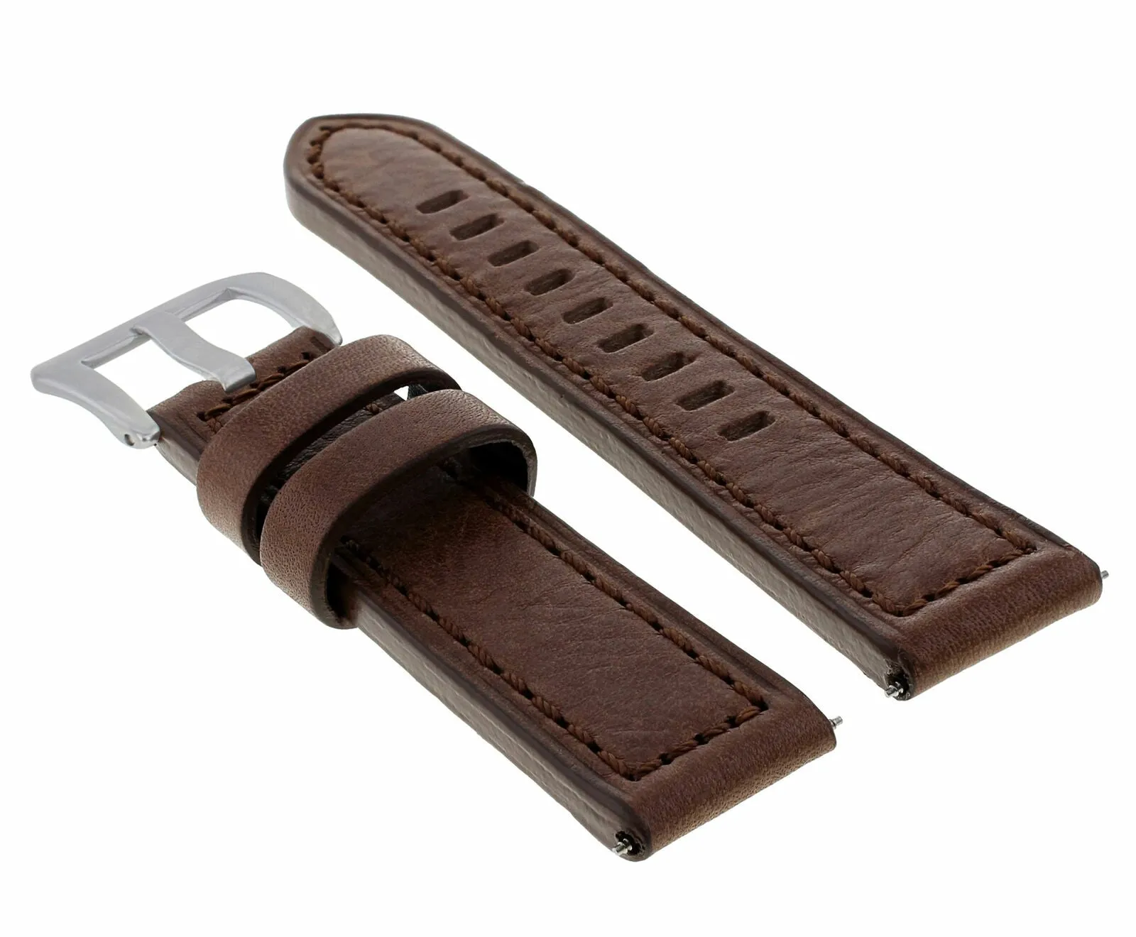 24MM PREMIUM LEATHER WATCH BAND STRAP FOR PAM 44MM PANERAI GMT D/BROWN LONG