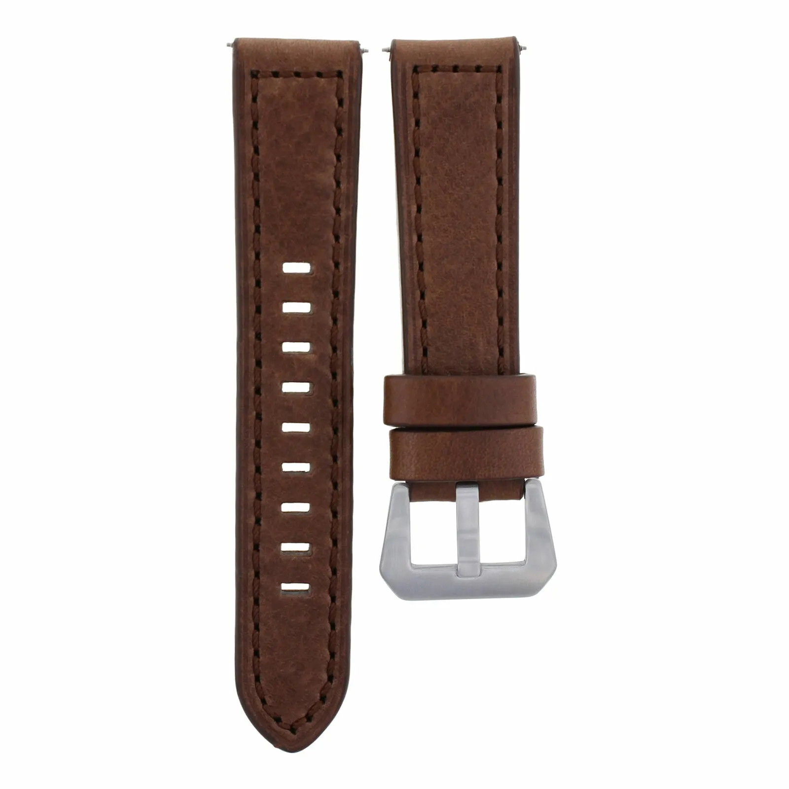 24MM PREMIUM LEATHER WATCH BAND STRAP FOR PAM 44MM PANERAI GMT D/BROWN LONG