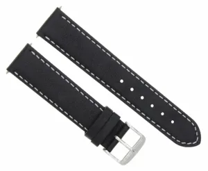 24MM SMOOTH GENUINE LEATHER WATCH STRAP BAND FOR MAURICE LACROIX WATCH BLACK