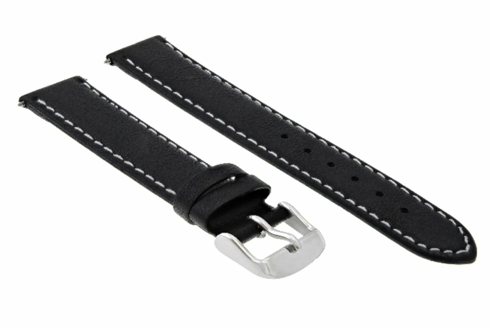 24MM SMOOTH GENUINE LEATHER WATCH STRAP BAND FOR MAURICE LACROIX WATCH BLACK