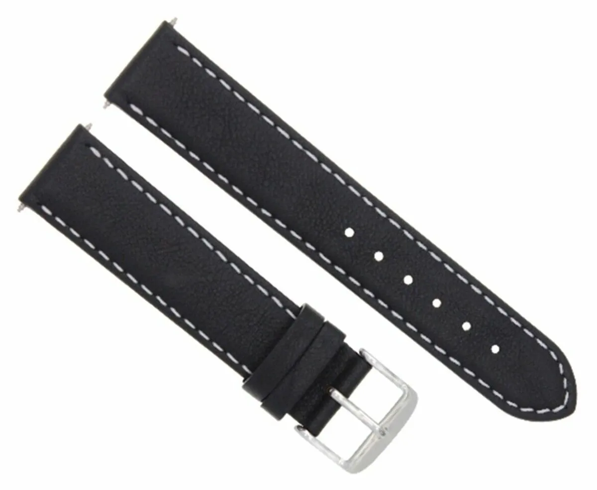 24MM SMOOTH GENUINE LEATHER WATCH STRAP BAND FOR MAURICE LACROIX WATCH BLACK