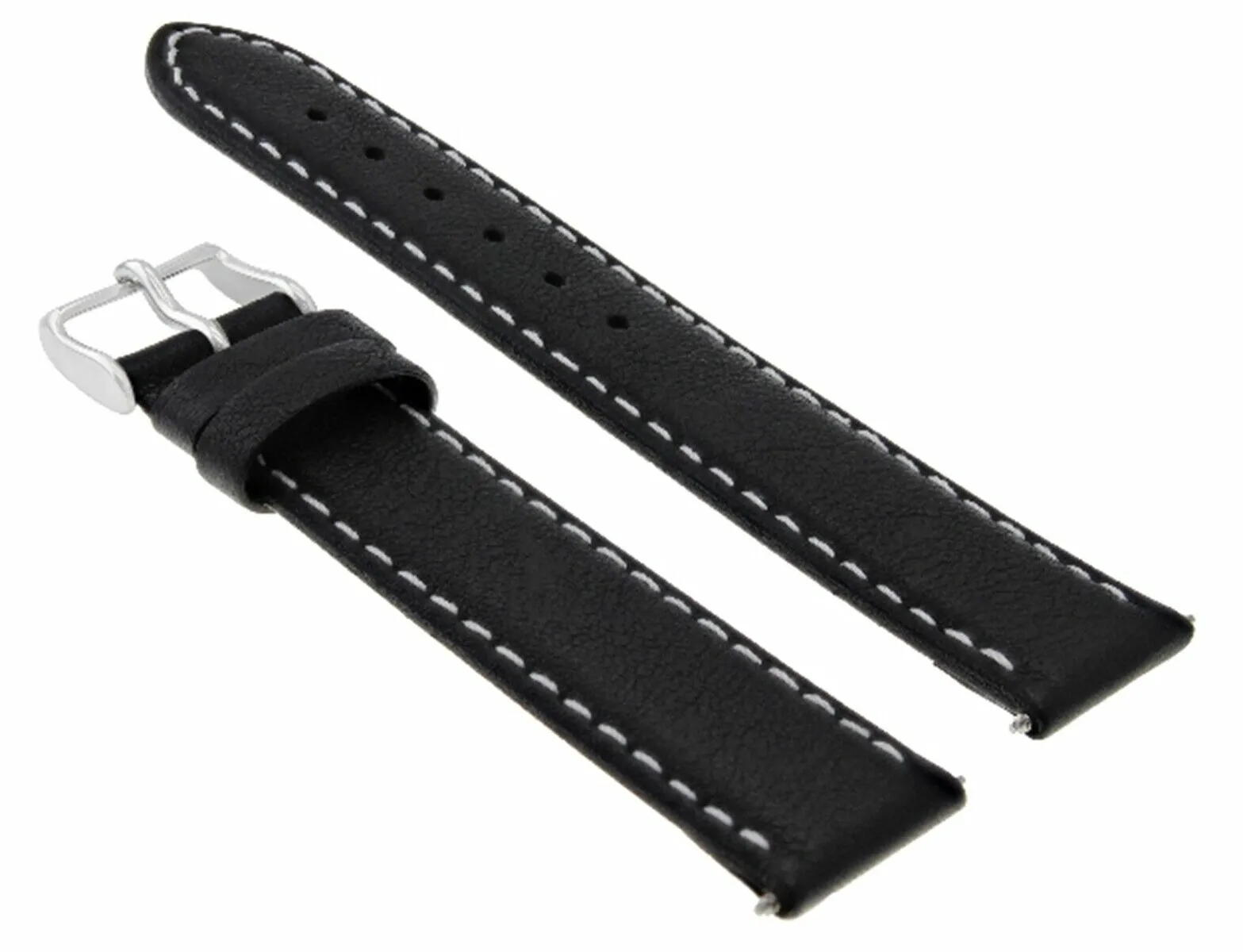 24MM SMOOTH GENUINE LEATHER WATCH STRAP BAND FOR MAURICE LACROIX WATCH BLACK