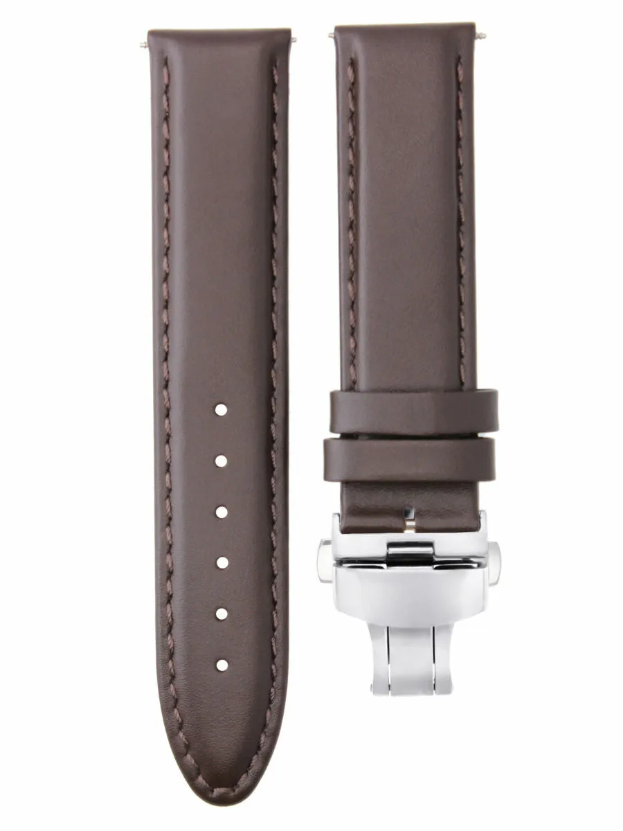 24MM SMOOTH LEATHER WATCH STRAP BAND FOR BREITLING SUPEROCEAN CLASP D/BROWN